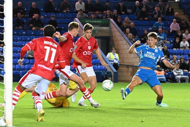 Harry Leonard scored for Peterborough United against Barnsley in the last round of the Carabao Cup. Photo: David Lowndes.