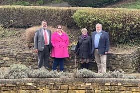 Councillors (l-to-r) Mohammed Sabir, Katie Cole, Judy Fox and John Fox in the sunken garden in Central Park where the new memorial for nuclear veterans is set to be placed.