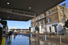 The entrance to Peterborough's Railway Station.