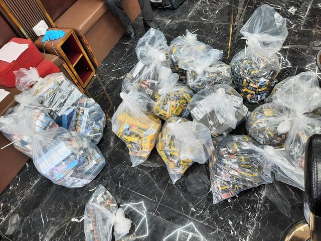 Some of the cigarettes recovered by police