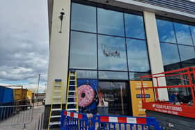 The Thomas Cook branding has now been removed from the new Greggs shop at Serpentine Green.