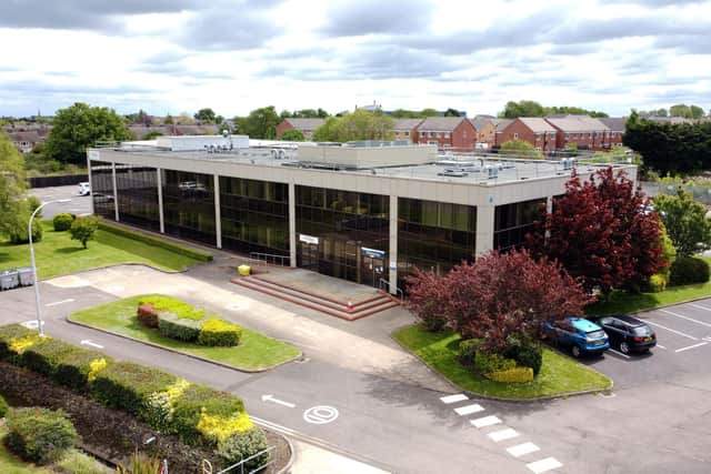 The offices of Whirlpool in Peterborough - there are plans to build four warehouses on land near the Whirlpool site.