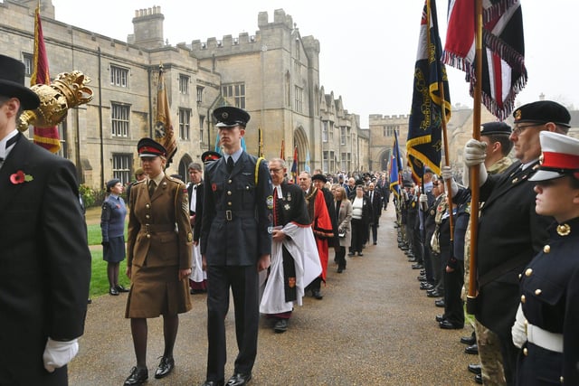 Remembrance Day parade at Peterborough Cathedral