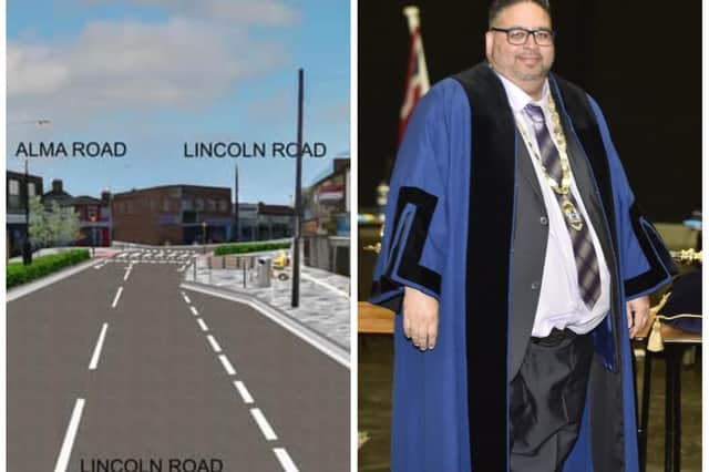 Central ward councillor Mohammed Jamil has questioned the reduction in funding for the Lincoln Road scheme but praises step in the right direction.