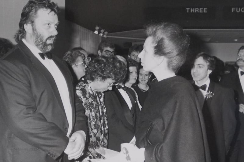 The official opening of Showcase Cinema in 1988 by Princess Anne where she spoke to Geoff Capes