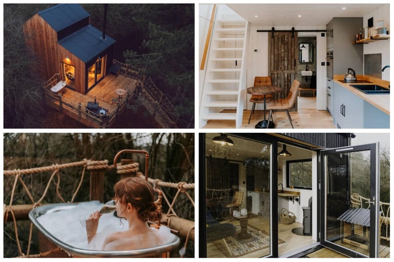 Set into a 90-acre nature reserve, relax in this treehouse retreat at the centre of a woodland teeming with life. The treehouse sleeps two people in a king-size bed. It is not suitable for children or pets. From £205 per night