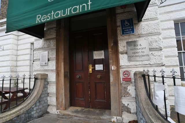 A notice on the doors states the Great Northern Hotel in Peterborough is closed to the public.