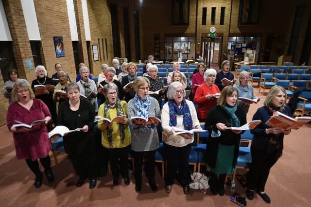 Peterborough Choral Society rehearsing at St Andrew's Church, Netherton.
