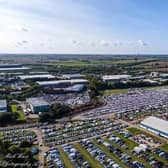 The car storage operation at the East of England Showground in Peterborough.
