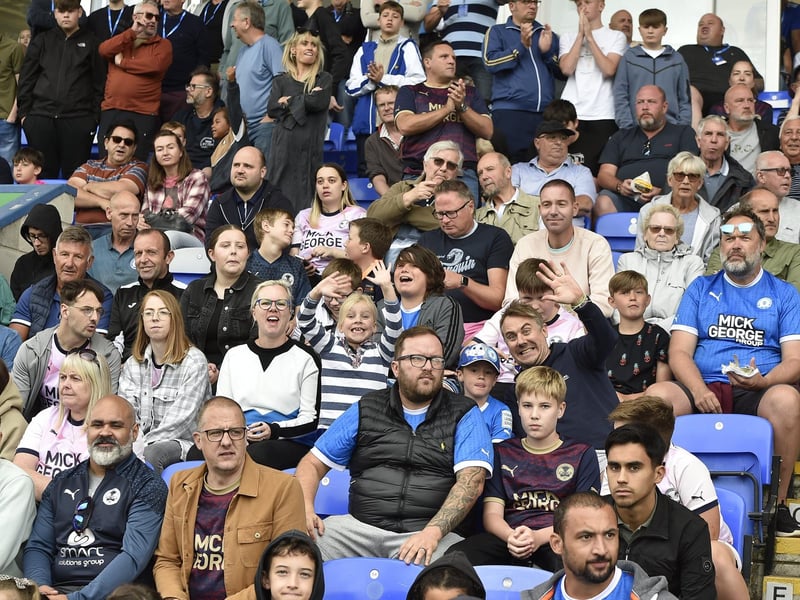 Peterborough United fans watch their side's defeat to Derby County.