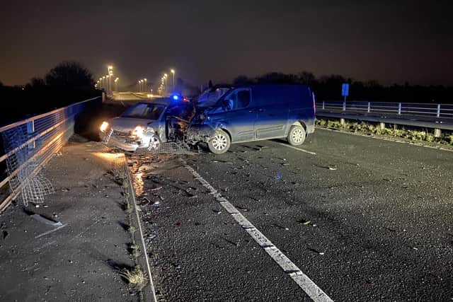 Police have released images of the aftermath of the crash as they appeal for witnesses