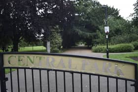 Central Park entrance. Youngsters have won funding to improve safety at the park