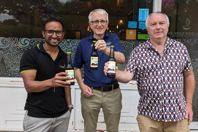 Sachin Bhattarai, from The Spice Merchant, John Bowyer, from Bowler's Brewery, and John Williams from The Thirsty Giraffe.