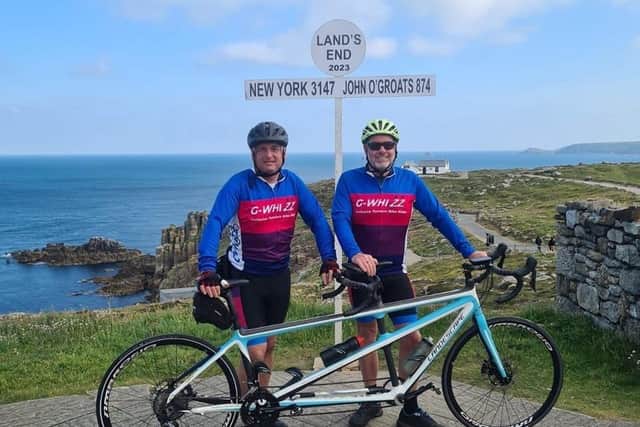 Graham Davies (right) and Richard King at the start of their epic 1,016-mile trip from Lands End to John O'Groats in June.