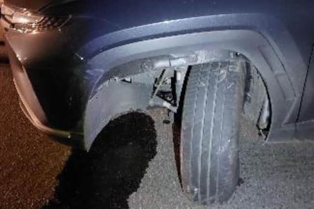 The aftermath of the crash that saw drink driver Karl Coleman crash into a parked car