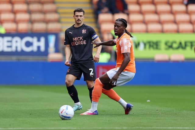 Carl Johnston in action for Posh at Blackpool. Photo Joe Dent/theposh.com.