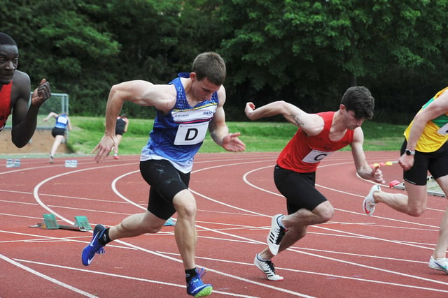 Peterborough and Nene Valley Athletics Club runner Joel Greenfell in the  seniors 100m sprint
