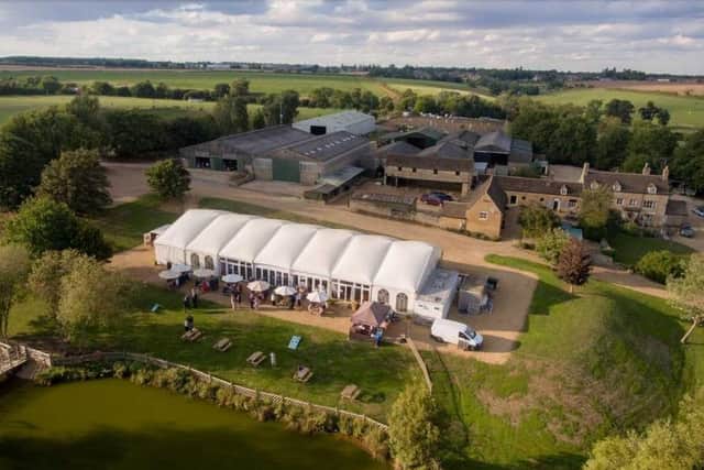 The existing marquee at Grange Farm near Wittering.