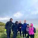The Springstead Village team during their 20-mile hike for the Youth Adventure Trust, from left: Marley Edwards, Bhekie Ncube, Stuart Jones, Marc Longhurst, Lucie Williams, and Hannah Elphick