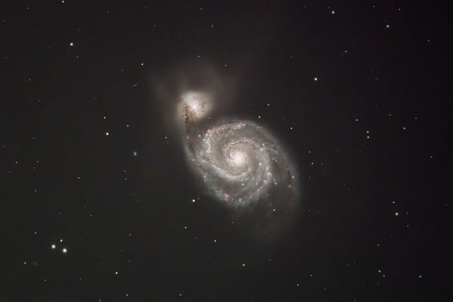 Also known as Messier 51, the Whirlpool Galaxy's spiral arms are effectively gigantic star-forming factories. Even the normally super-prosaic bods at NASA wax lyrical when observing such cosmological beauty, suggesting "the winding arms of the majestic spiral galaxy appear like a grand spiral staircase sweeping through space..."