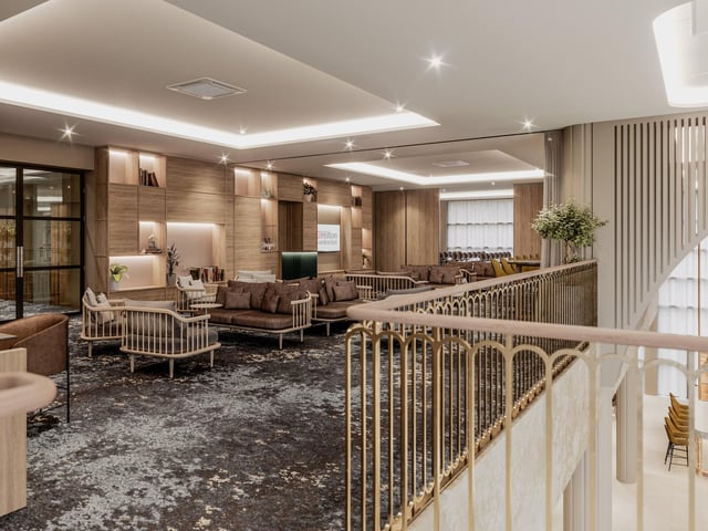 This image shows how the lobby will appear once the Hilton Garden Inn, Peterborough, is open.