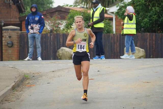 Abi Kefford ran well for Yaxley Runners in the Fen 10. Photo: Willow Florence Photography.