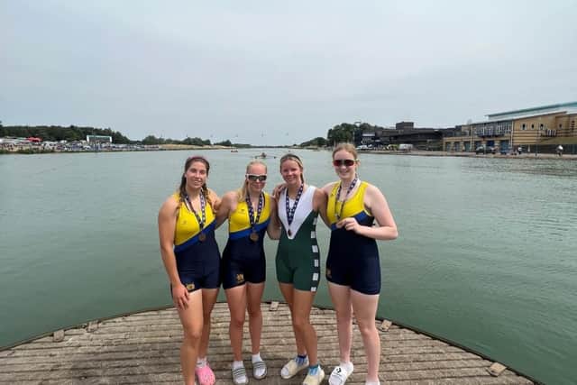 Bronze medalists Devonne Piccaver, Ella Darrington, Sophie Pepper (Bewl Bridge Rowing Club) and Alice Dovey.