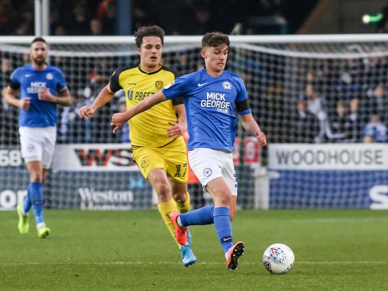 Harrison Burrows during his first Football League start for Posh against Burton in 2019.