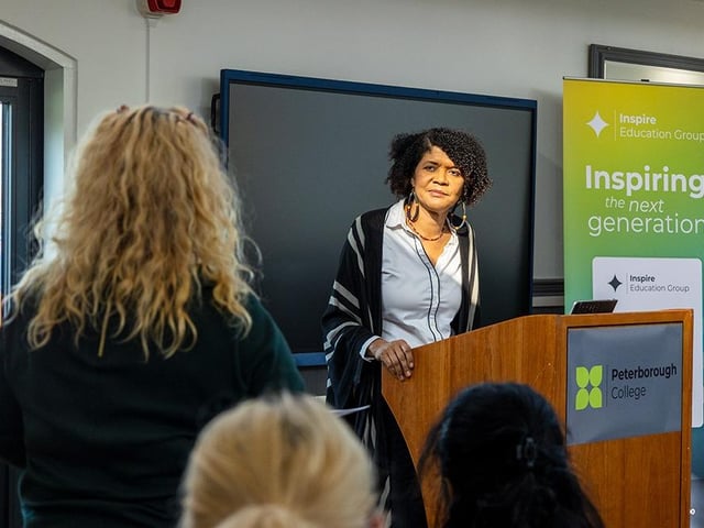 Chi Onwurah MP, Labour Shadow Minister for Science, talks to students at Peterborough College
