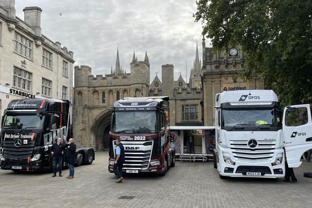 The Road Haulage Association's annual roadshow got into gear in Peterborough city centre to highlight the key role played by the industry and the need to recruit more lorry drivers.