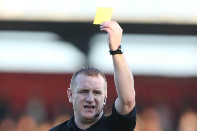 Lee Swabey referees Wycombe v Posh on Saturday. (Photo by Pete Norton/Getty Images)