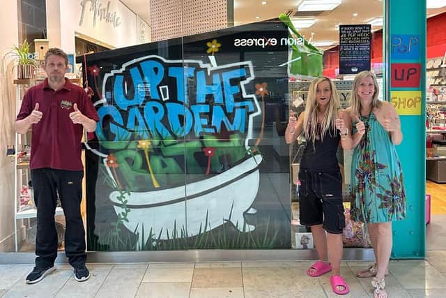 Up The Garden Bath founders Dave Poulton and Kez Hayes-Palmer with volunteer Emma Moon.