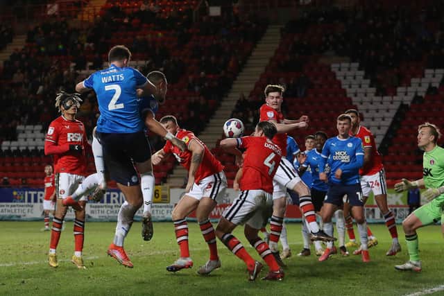 Jonson Clarke-Harris of Peterborough United scores the equalising goal against Charlton Athletic. Photo: Joe Dent/theposh.com.