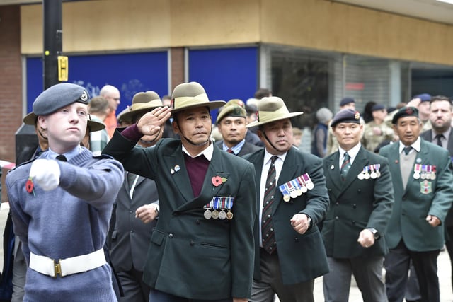 Remembrance Day service march past at Bridge Street.