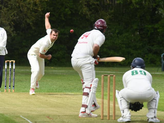 New skipper Connor Parnell in bowling action. Photo David Lowndes.