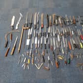 Some of the knives handed in at Thorpe Wood in a previous amnesty