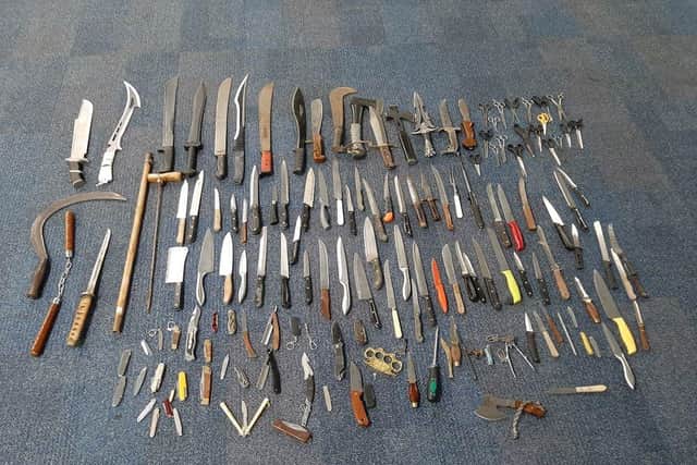 Some of the knives handed in at Thorpe Wood in a previous amnesty