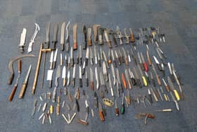 Some of the knives handed in at Thorpe Wood in a previous amnesty