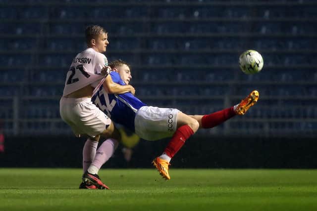 Joe Tomlinson of Peterborough United in action against Portsmouth. Photo: Joe Dent/theposh.com