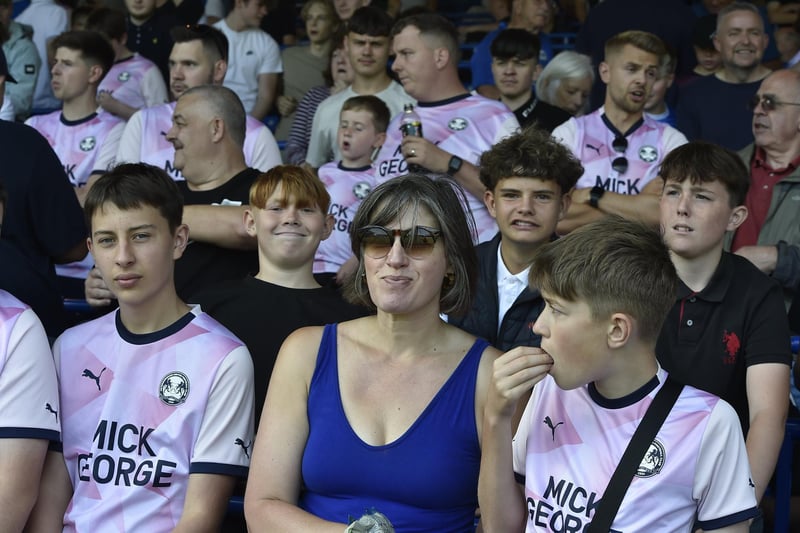 Peterborough United fans watch the draw with Leyton Orient.