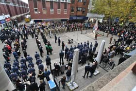 The Remembrance Sunday parade and service  at  the War Memorial Bridge Street in 2021.