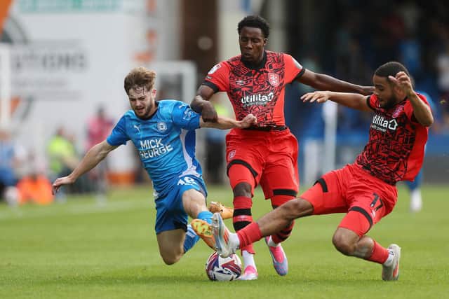 Cian Hayes in action for Posh against Huddersfield Town. Photo Joe Dent/theposh.com