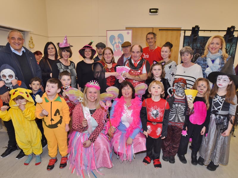 Taken in 2016. Halloween disco at Hampton Vale community centre. Organisers and children raising cash for Anna's Hope.