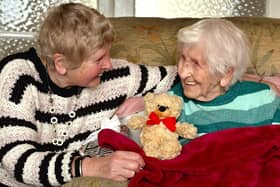 Gladys (right) and her daughter Carole on her 106th birthday.
