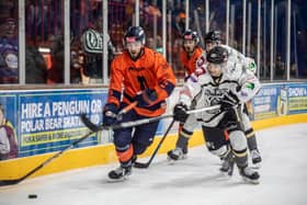 Tom Norton (left) in action for Phantoms. Photo: Ian Offers.