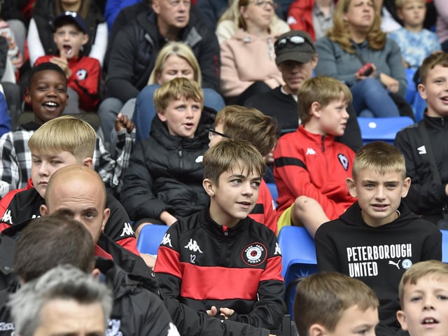 Peterborough United fans are pictured enjoying the win over Bristol Rovers.