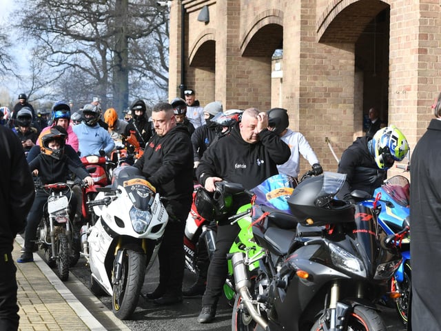 Scores of bikers attended the funeral
