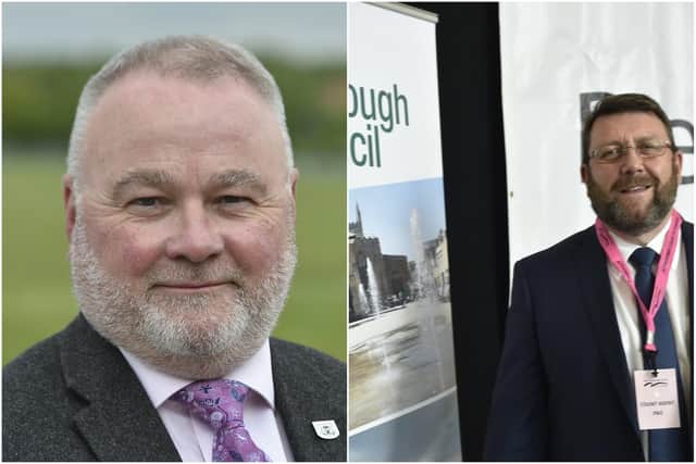 Peterborough First (councillor Chris Harper, right) have said their individual views have not changed after their meeting with the Conservative Group on 16 May (left, Wayne Fitzgerald) (images: David Lowndes)