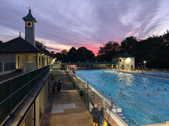 There was a stunning sky for the early morning swimmers