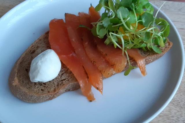 Brad Barnes dines at the new Mildred's Bistro in Stamford. The trout gravlax starter